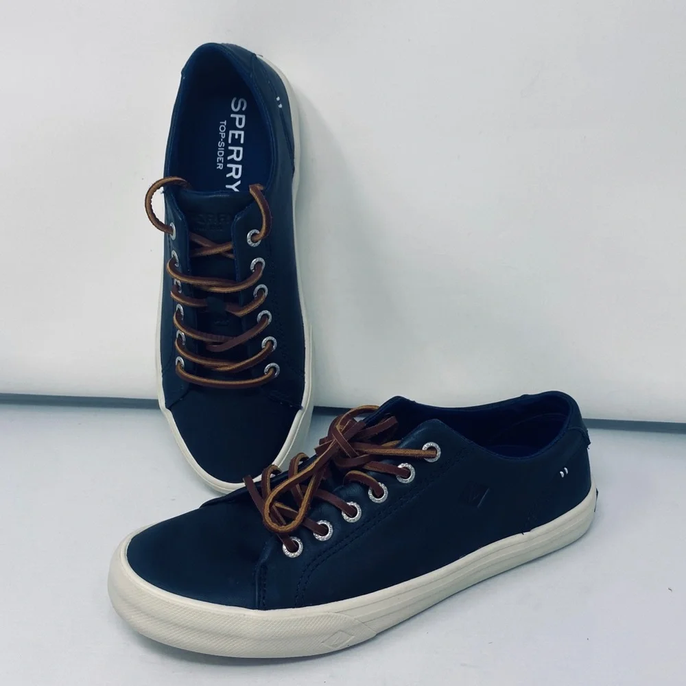 SPERRY*Navy Leather Striper II LTT*US 7*$99 - Picture 1 of 8